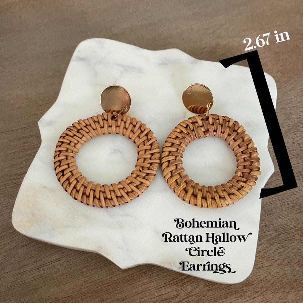 Bohemian Rattan Hallow Circle Earrings